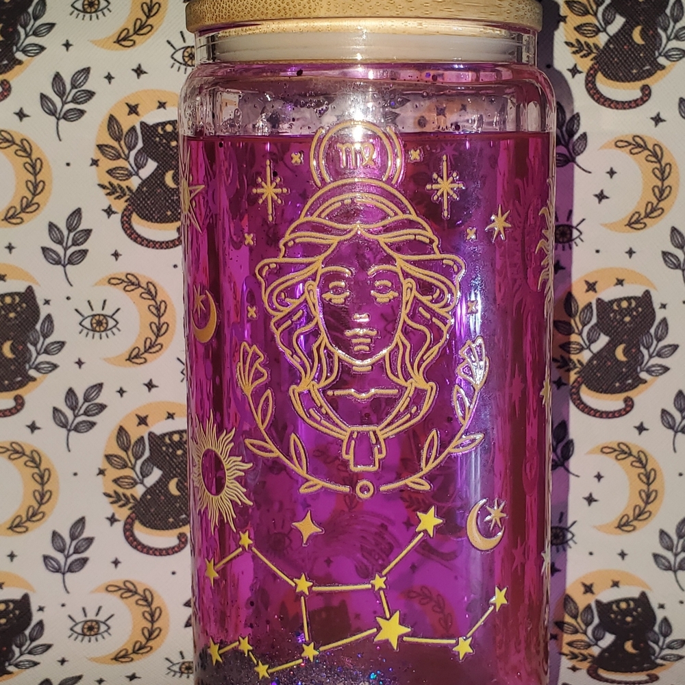 Mystical Purple Bath Jar with Gold Accents